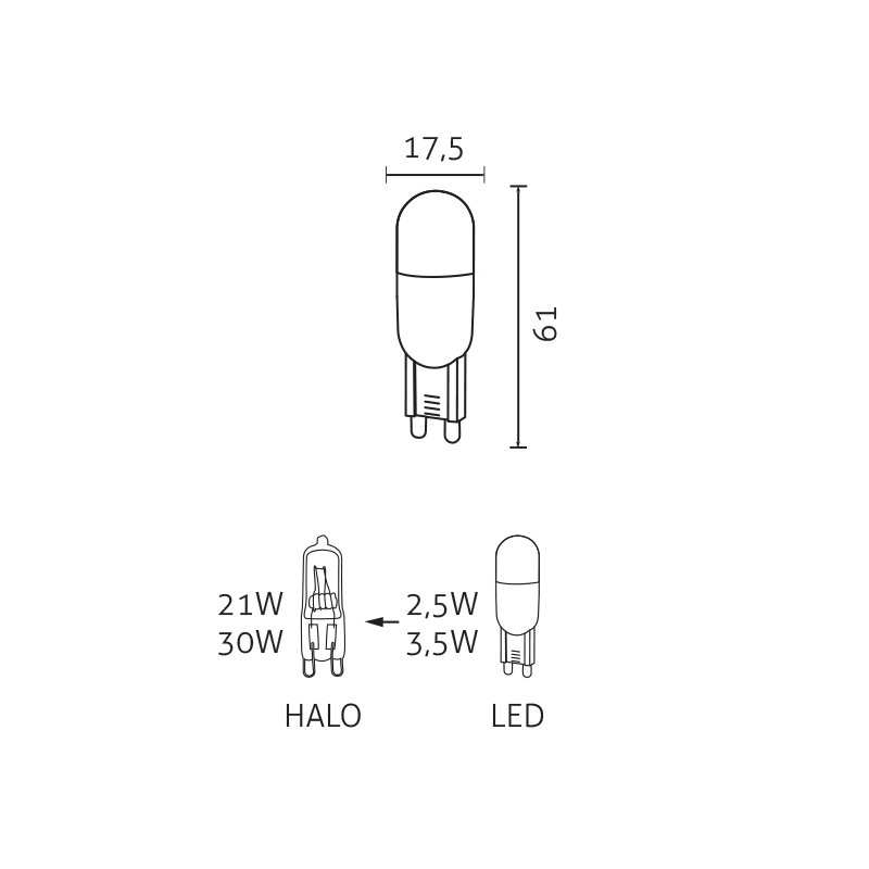 Lampadina LED G9 2,5W 3000K - immagine 2