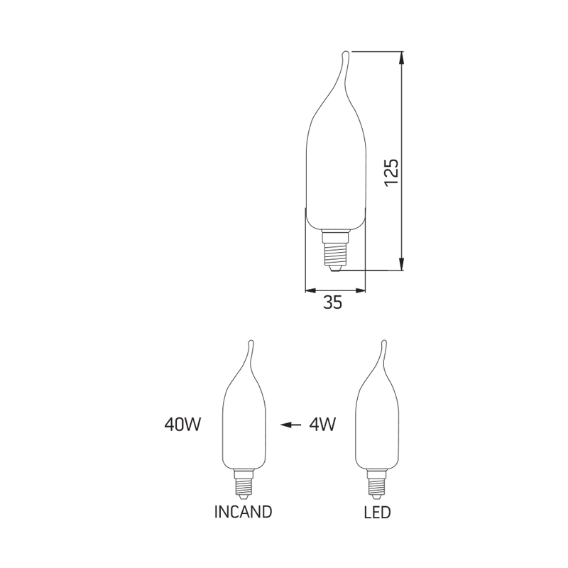 Lampadina LED VENTO 4W E14 2700K CLEAR - immagine 2