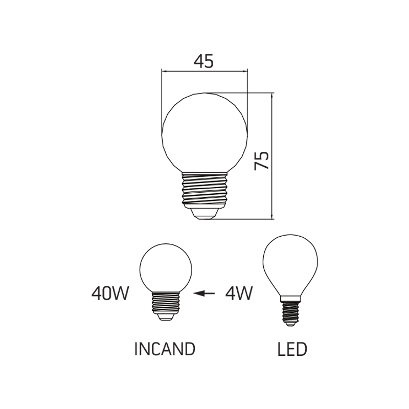 Lampadina LED SFERA 4W E14 2700K CLEAR - immagine 2