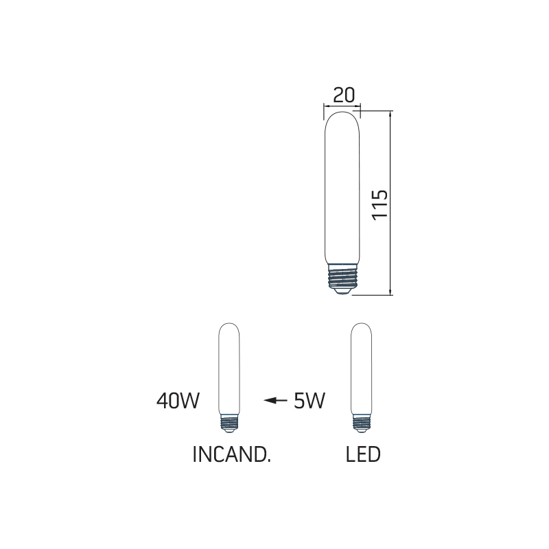 Lampadina LED T20 filamento dritto - immagine 2