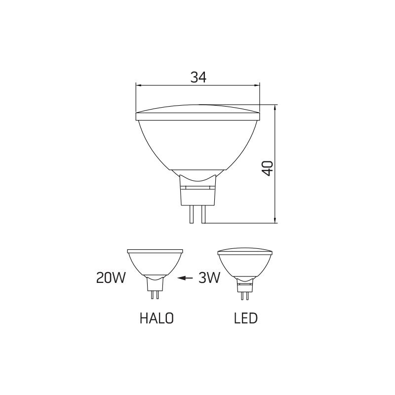 Lampadina LED MR11 3W 3000K - immagine 2