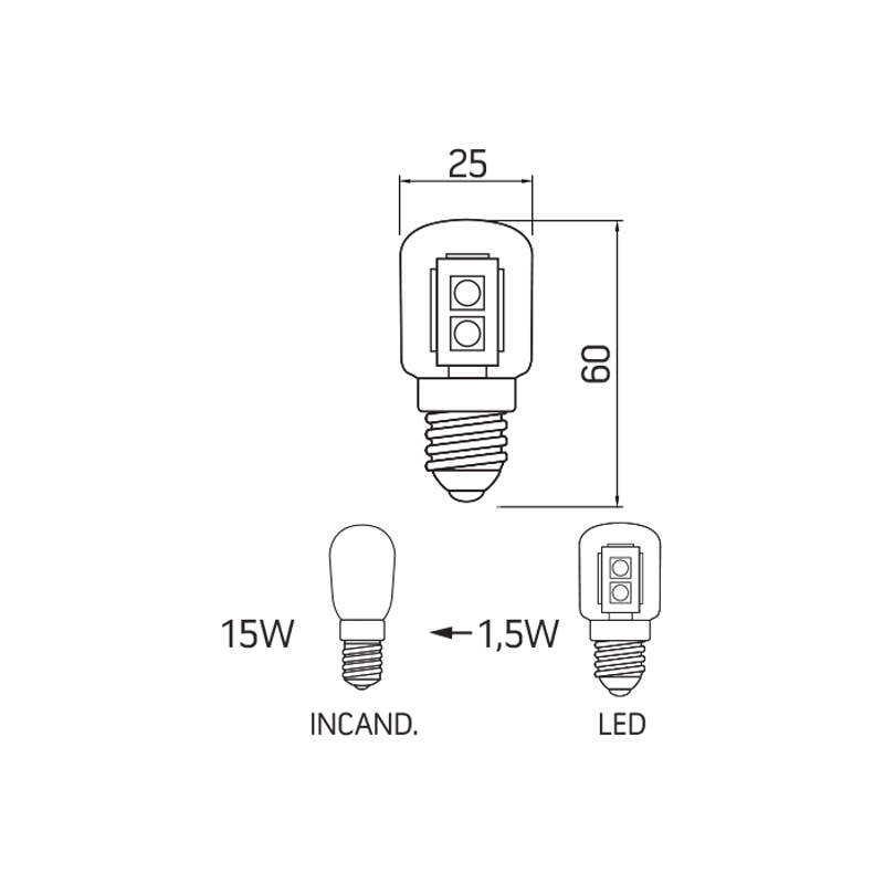 Lampadina LED T25 E14 3000K - immagine 2